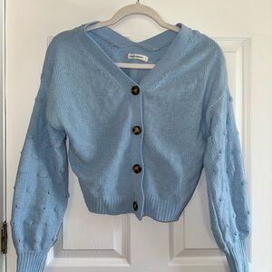 Blue Button-Up Women's Sweater